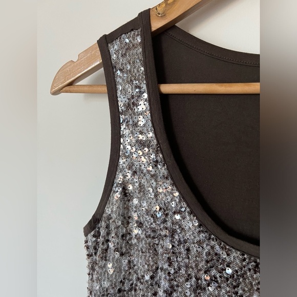 Calvin Klein Womens Brown Sequin Sleeveless Shift Midi Summer Dress Extra Small - Picture 5 of 11